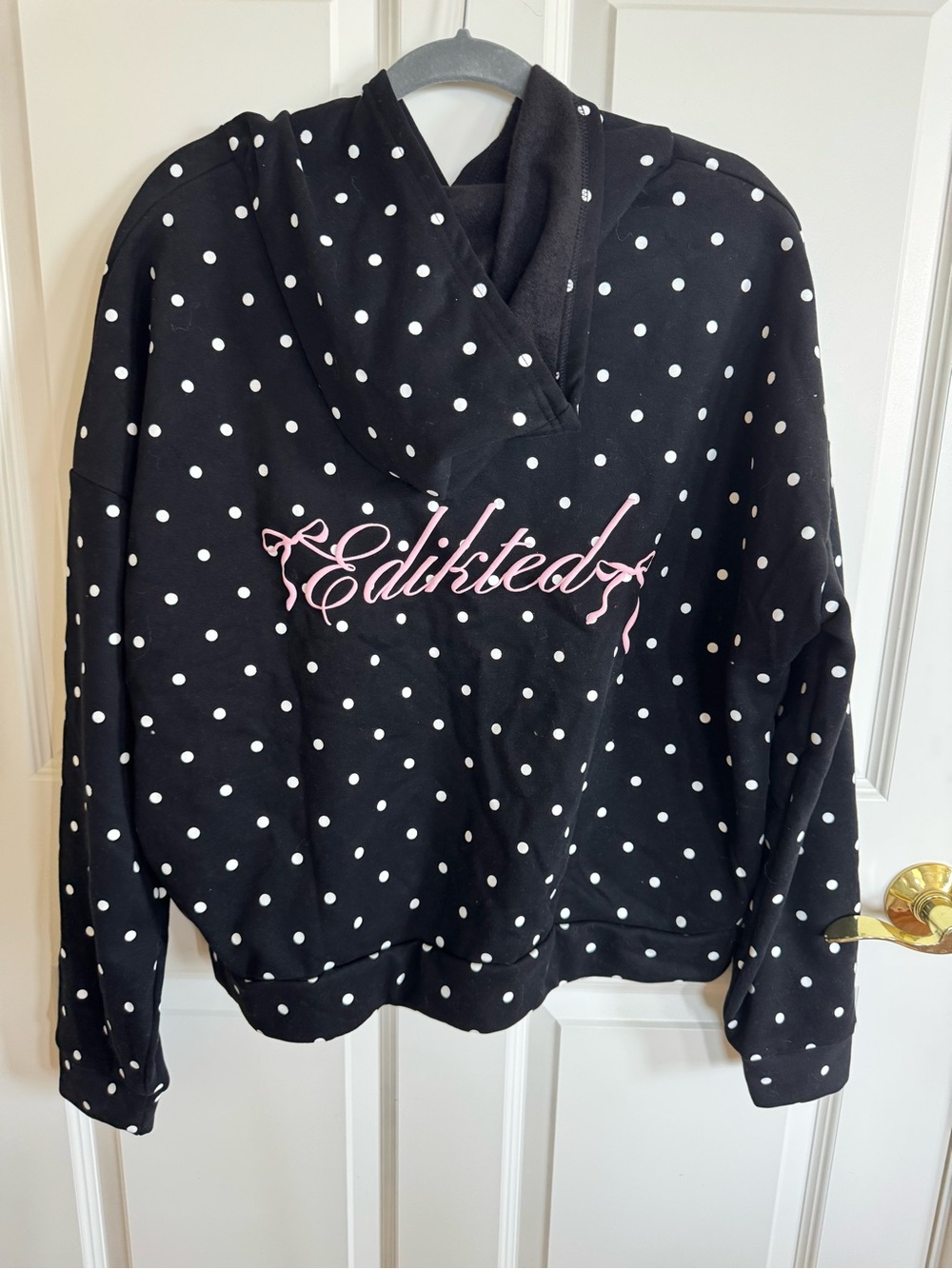 Edikted Chelsea Black and White Polka Dot Hoodie - Picture 2 of 5